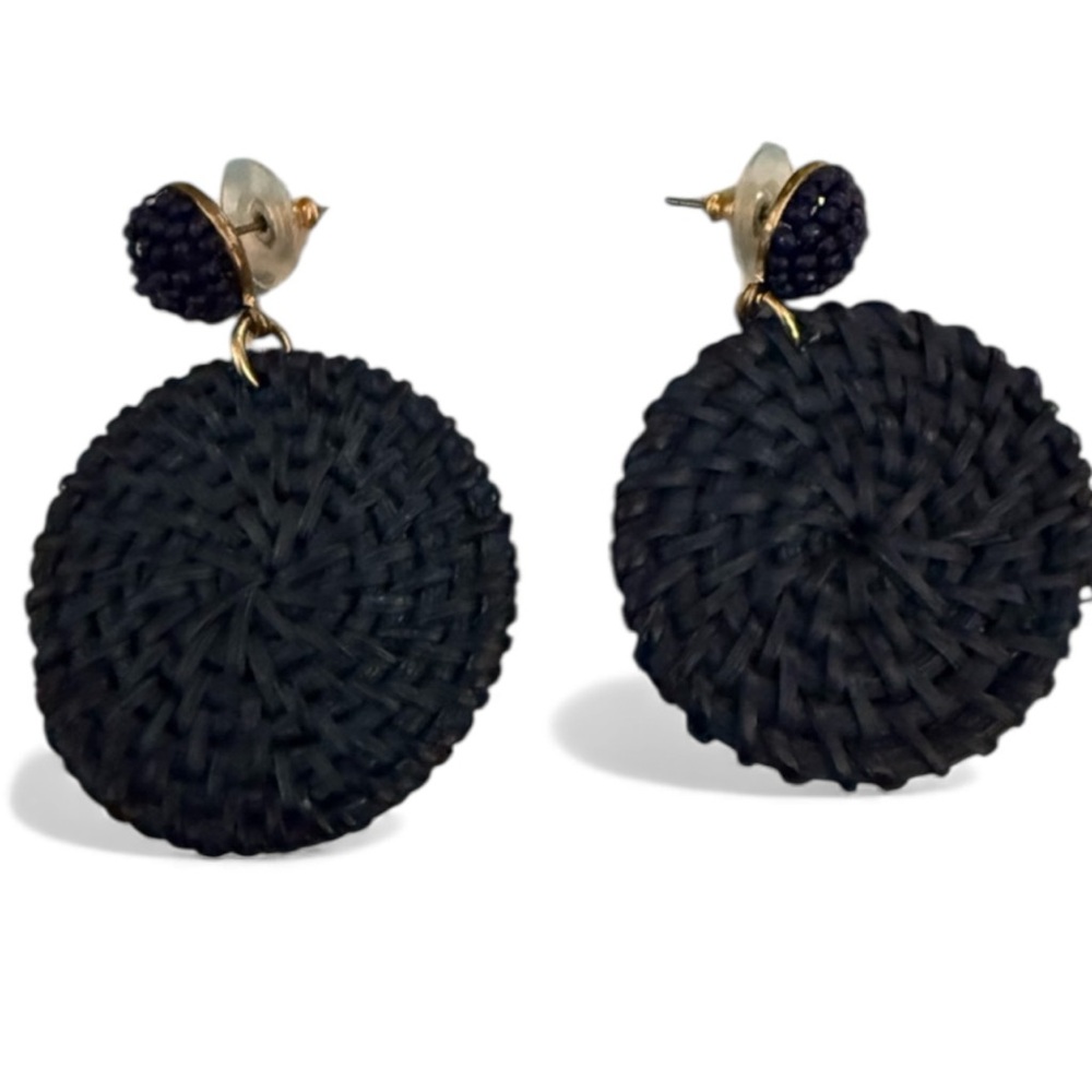 J. Crew Navy Rattan Earrings